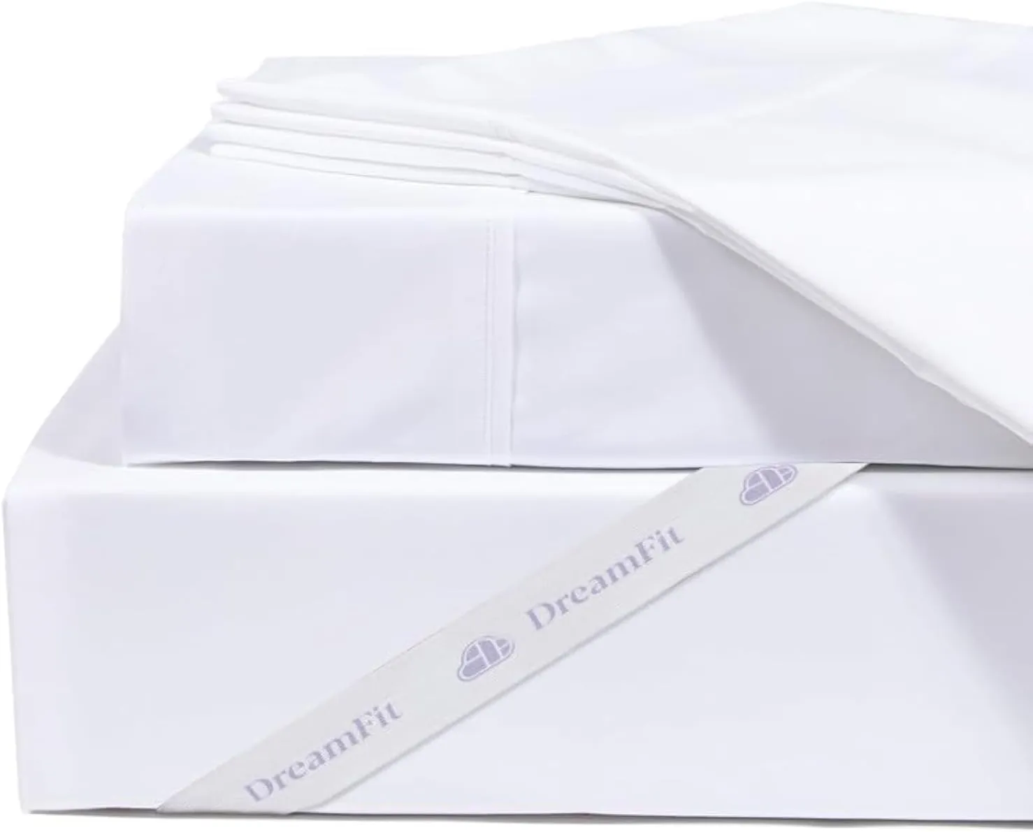 DreamFit DreamComfort Microfiber StaDry Technology Cooling Bed Sheets with Elastic Corner Straps for Extra Deep Pocket up to 20 inch Crafted in USA Twin XL Sheet Set White