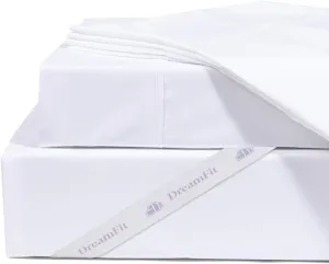 DreamFit DreamComfort Microfiber StaDry Technology Cooling Bed Sheets with Elastic Corner Straps for Extra Deep Pocket up to 20 inch Crafted in USA Twin XL Sheet Set White