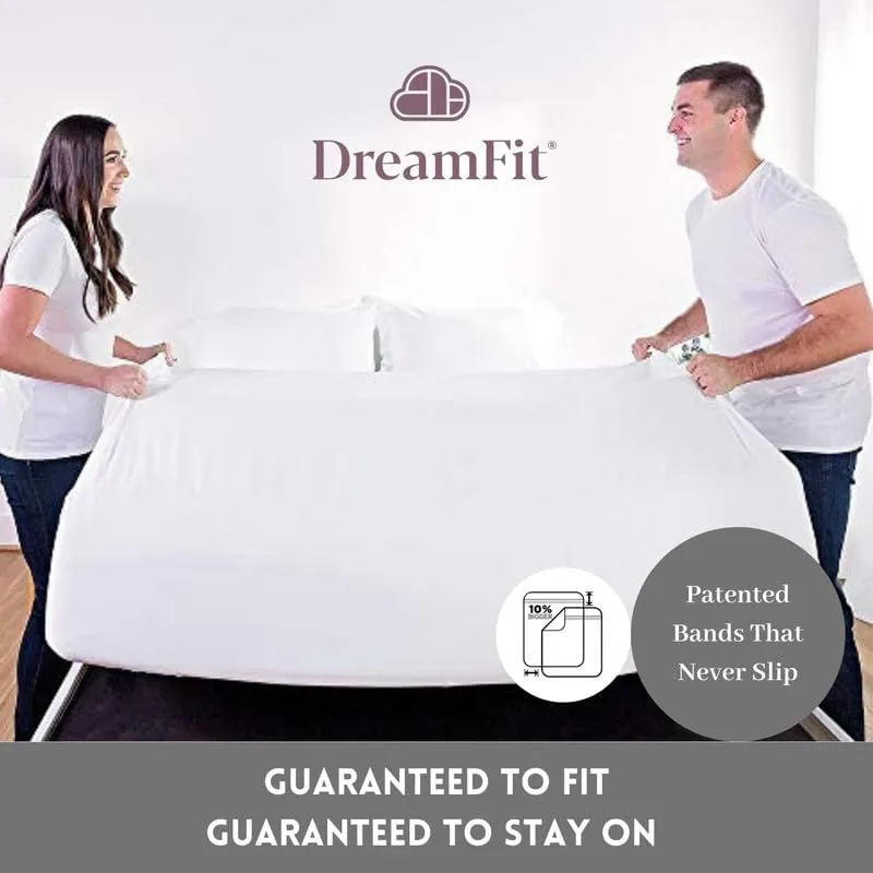 DreamFit DreamCool 100% Pima Cotton Sheets with Elastic Corner Straps 20 Inch Extra Deep Pocket Crafted in USA Bedding Guaranteed to Stay On Luxury Sheets California King Sheets Set Ivory