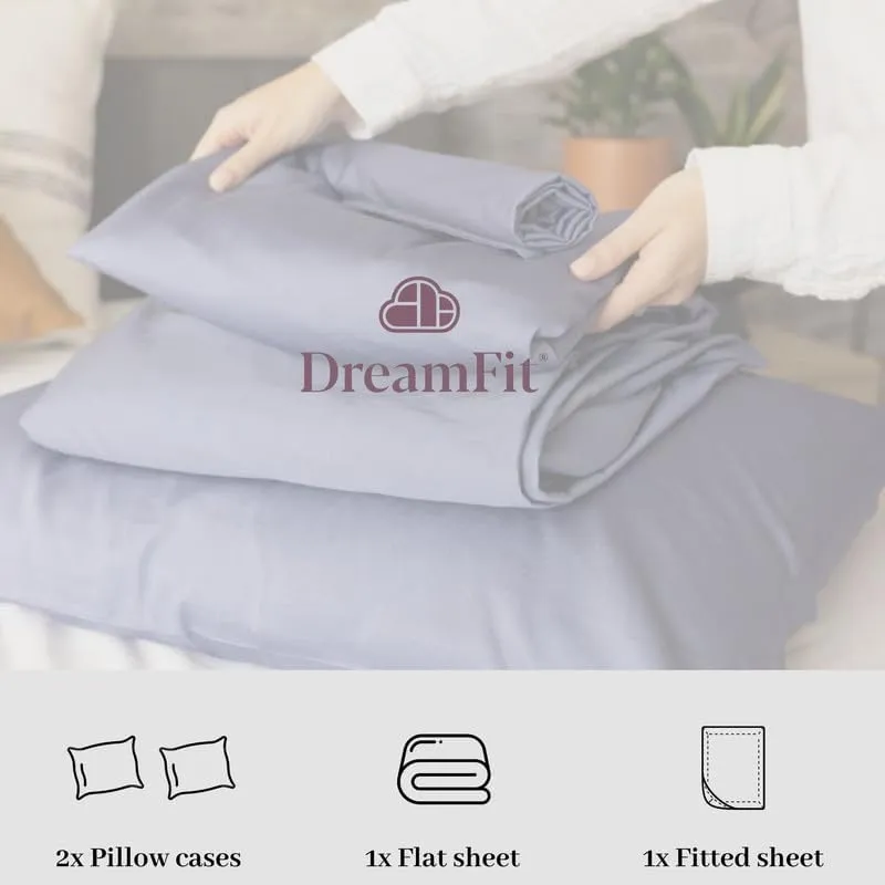 DreamFit DreamCool 100% Pima Cotton Sheets with Elastic Corner Straps 20 Inch Extra Deep Pocket Crafted in USA Bedding Guaranteed to Stay On Luxury Sheets California King Sheets Set Ivory