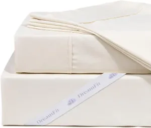DreamFit DreamCool 100% Pima Cotton Sheets with Elastic Corner Straps 20 Inch Extra Deep Pocket Crafted in USA Bedding Guaranteed to Stay On Luxury Sheets California King Sheets Set Ivory