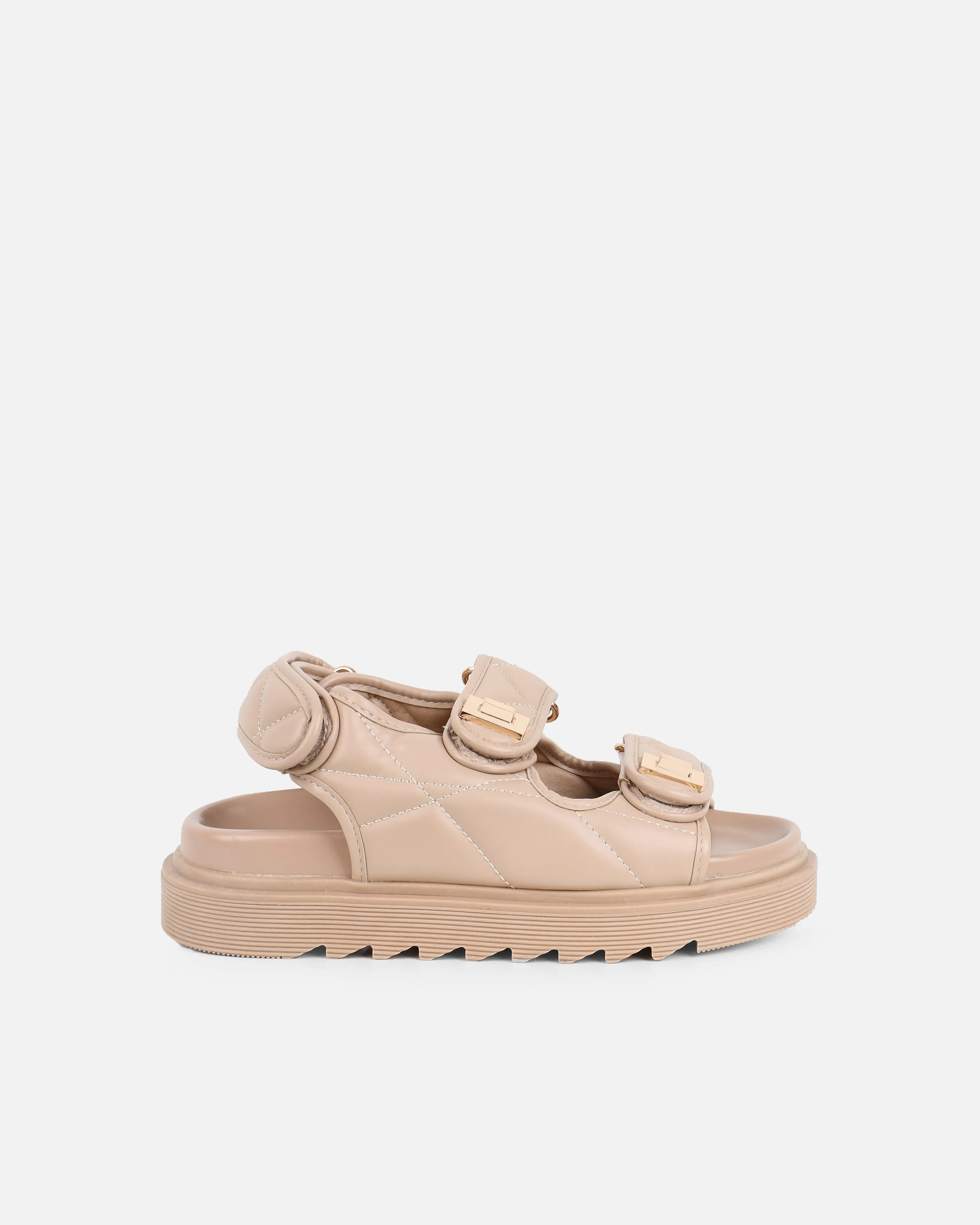 Eboni Nude Chunky Flat Sandals
