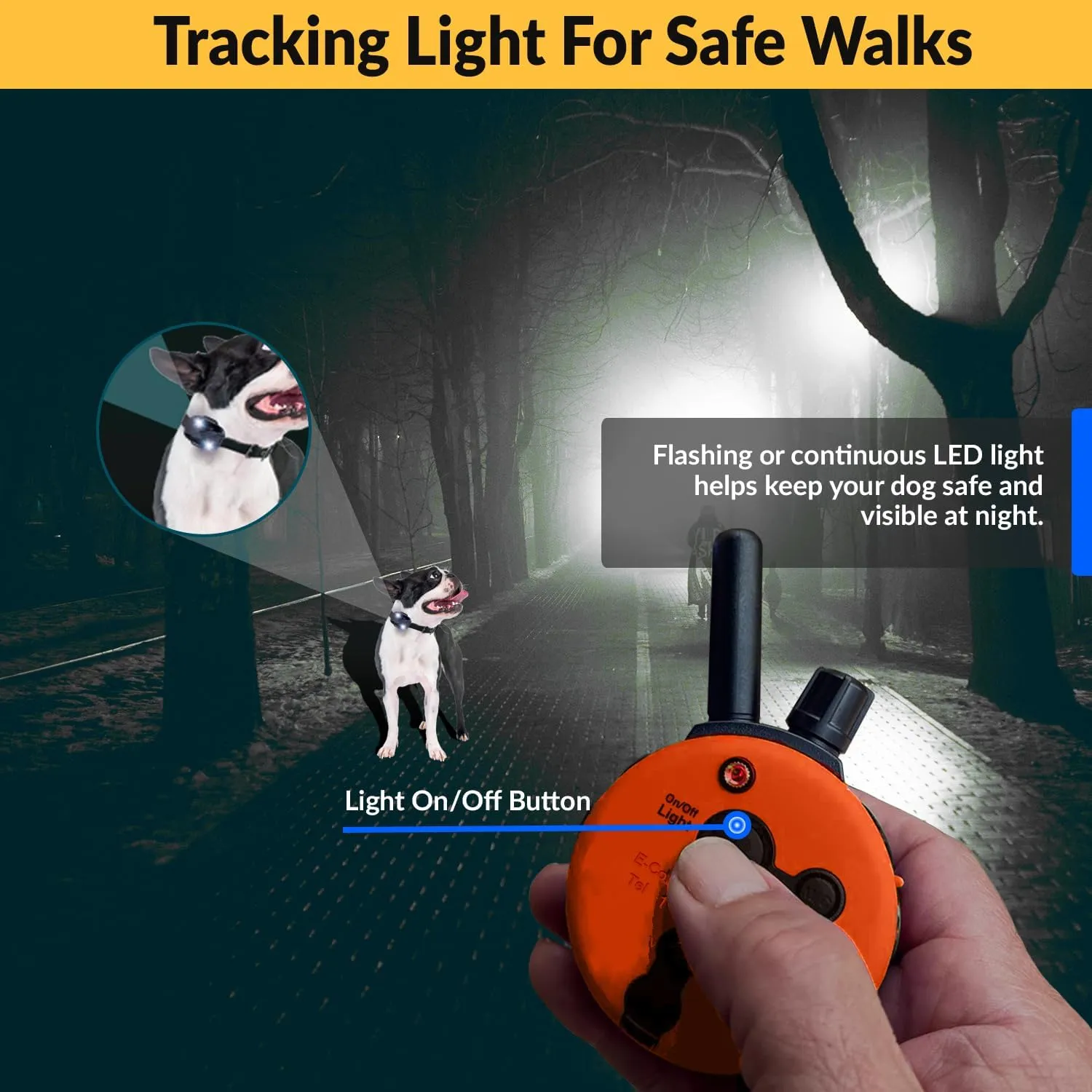 Educator E-Collar Humane Dog Training Collar with Remote, 100 Safe Tapping Stimulation Levels, Night Light, Waterproof, Rechargeable, 1 Mile 2 Large Dogs, Orange
