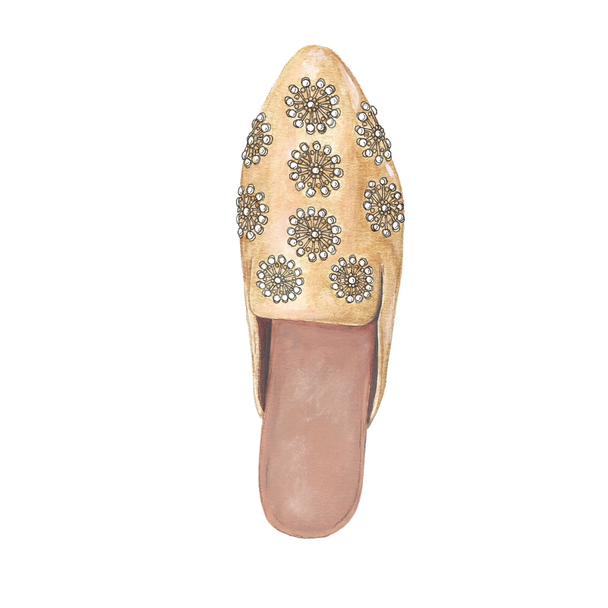 Embroidered Velvet Mule