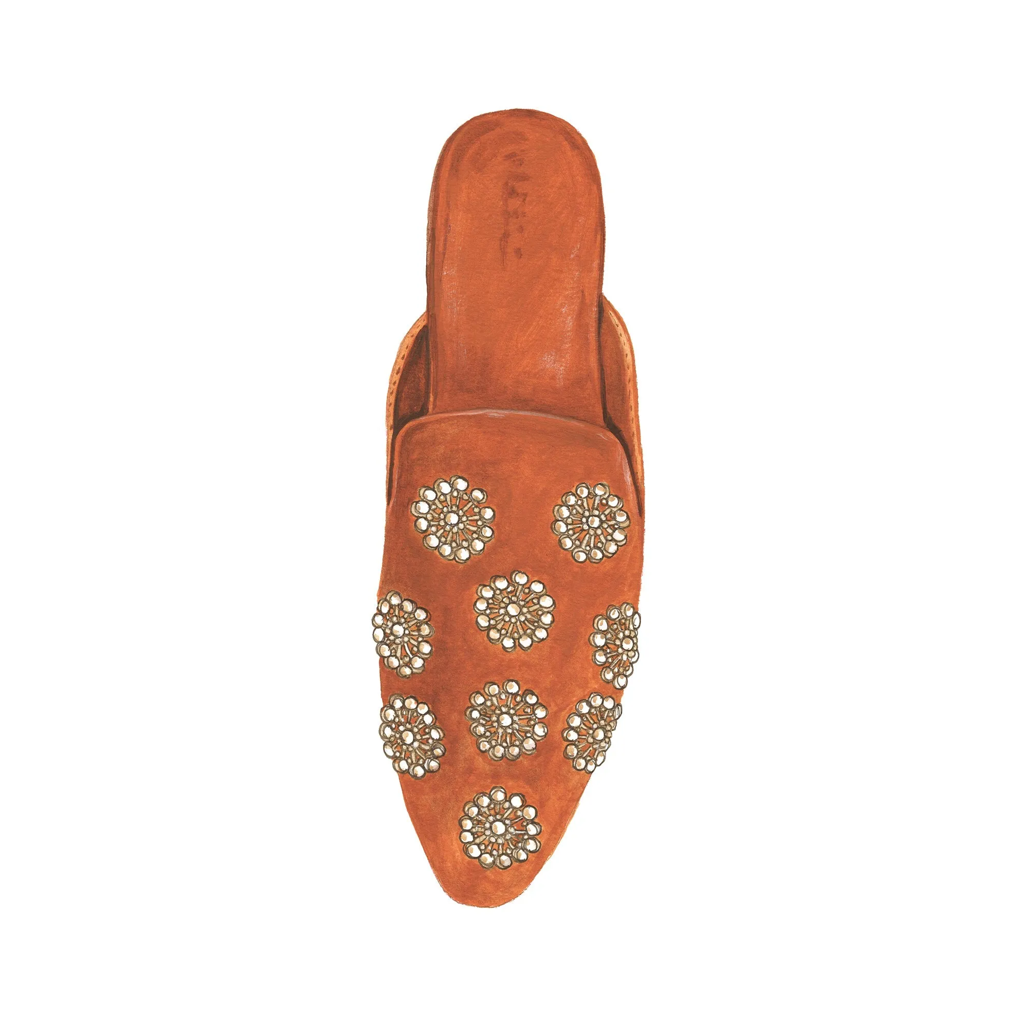 Embroidered Velvet Mule