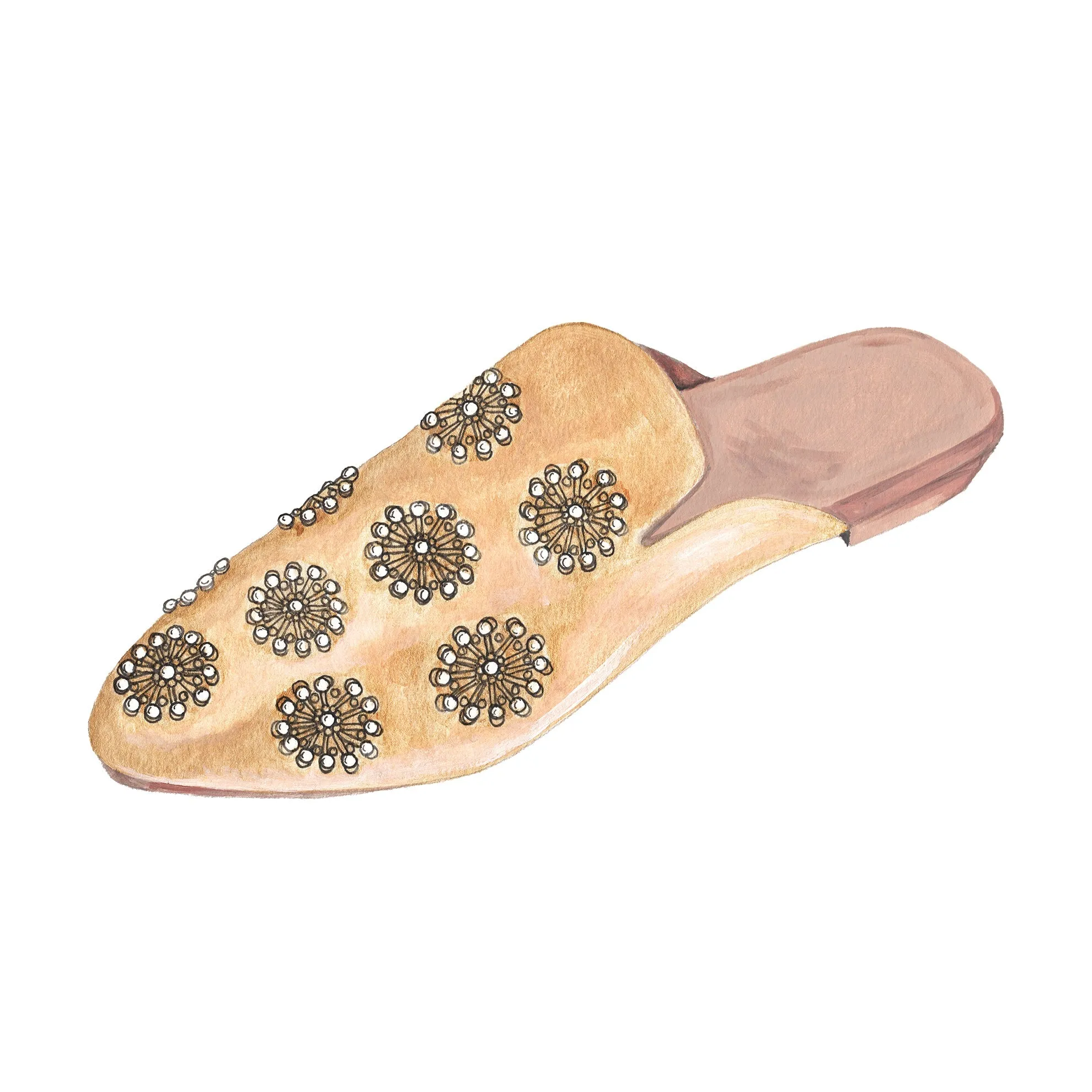 Embroidered Velvet Mule
