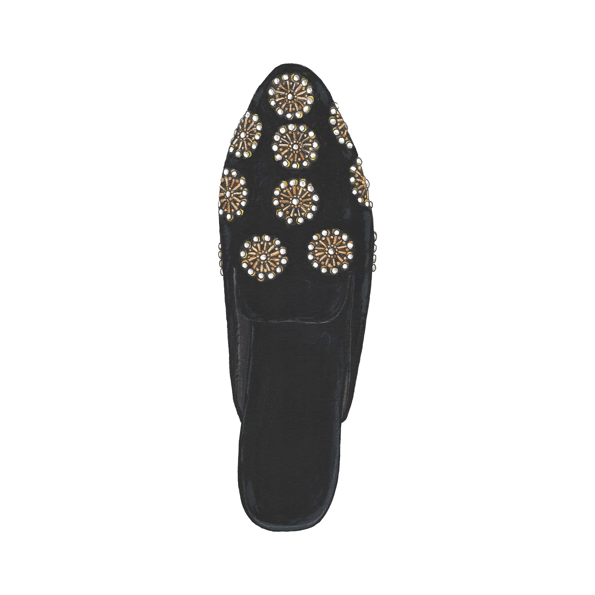 Embroidered Velvet Mule