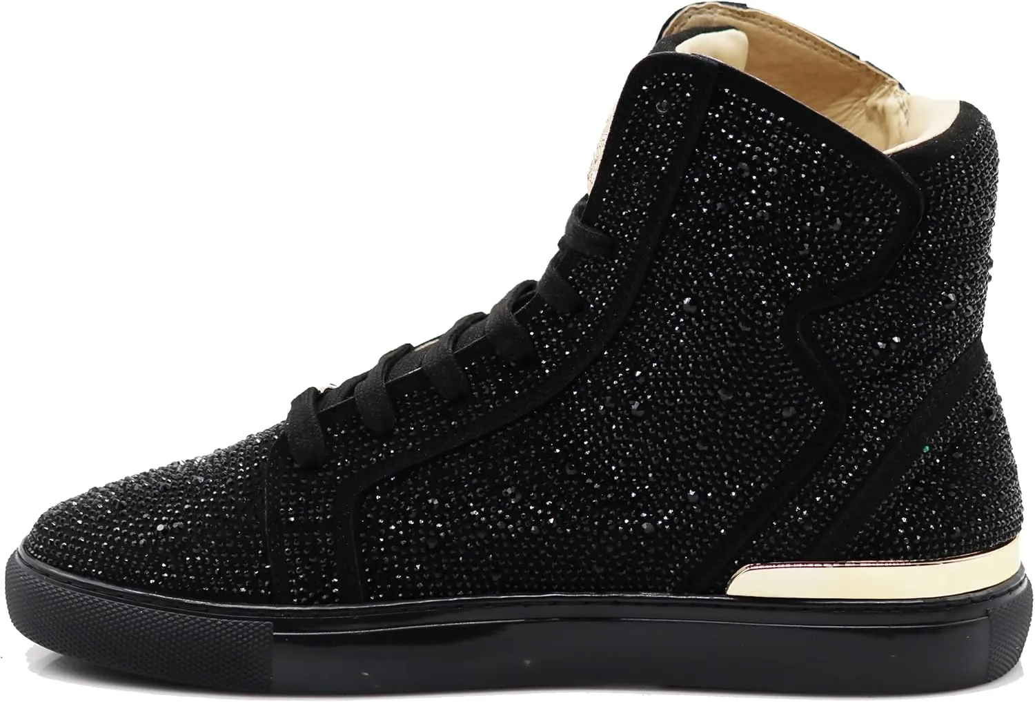 Enzo Romeo Men's High Top Crystal Shimmer Rhinestone Blink Flat Spike Fashion Sneakers Shoes BUL2