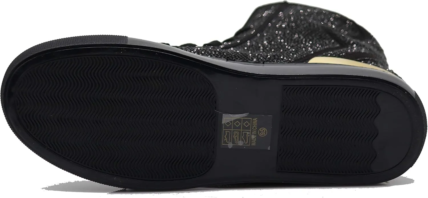 Enzo Romeo Men's High Top Crystal Shimmer Rhinestone Blink Flat Spike Fashion Sneakers Shoes BUL2