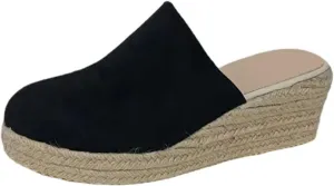 Espadrilles Mule Wedges Platform Slip on Backless Sandals, Closed Toe Wedge Sandals for Women Clogs Mules Sandals