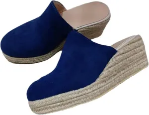 Espadrilles Mule Wedges Platform Slip on Backless Sandals, Closed Toe Wedge Sandals for Women Clogs Mules Sandals