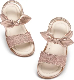 ESTINE Toddler/Little Kid Girls Bow Open Toe Flat Evening Dress Sandals