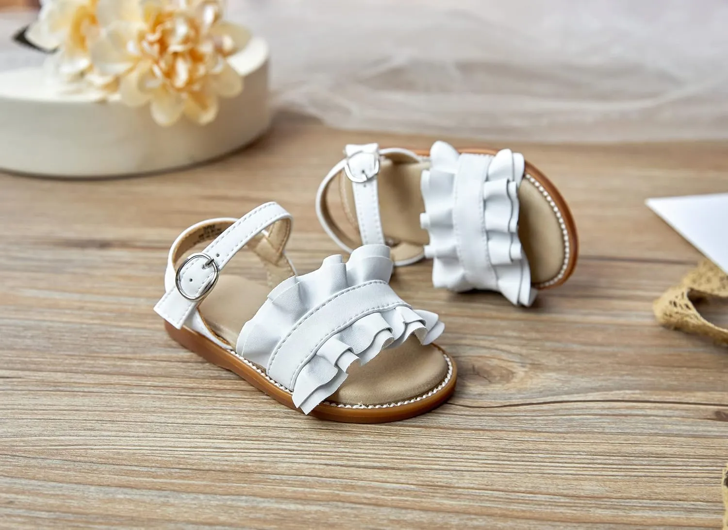 ESTINE Toddler/Little Kid Girls Bow Open Toe Flat Evening Dress Sandals