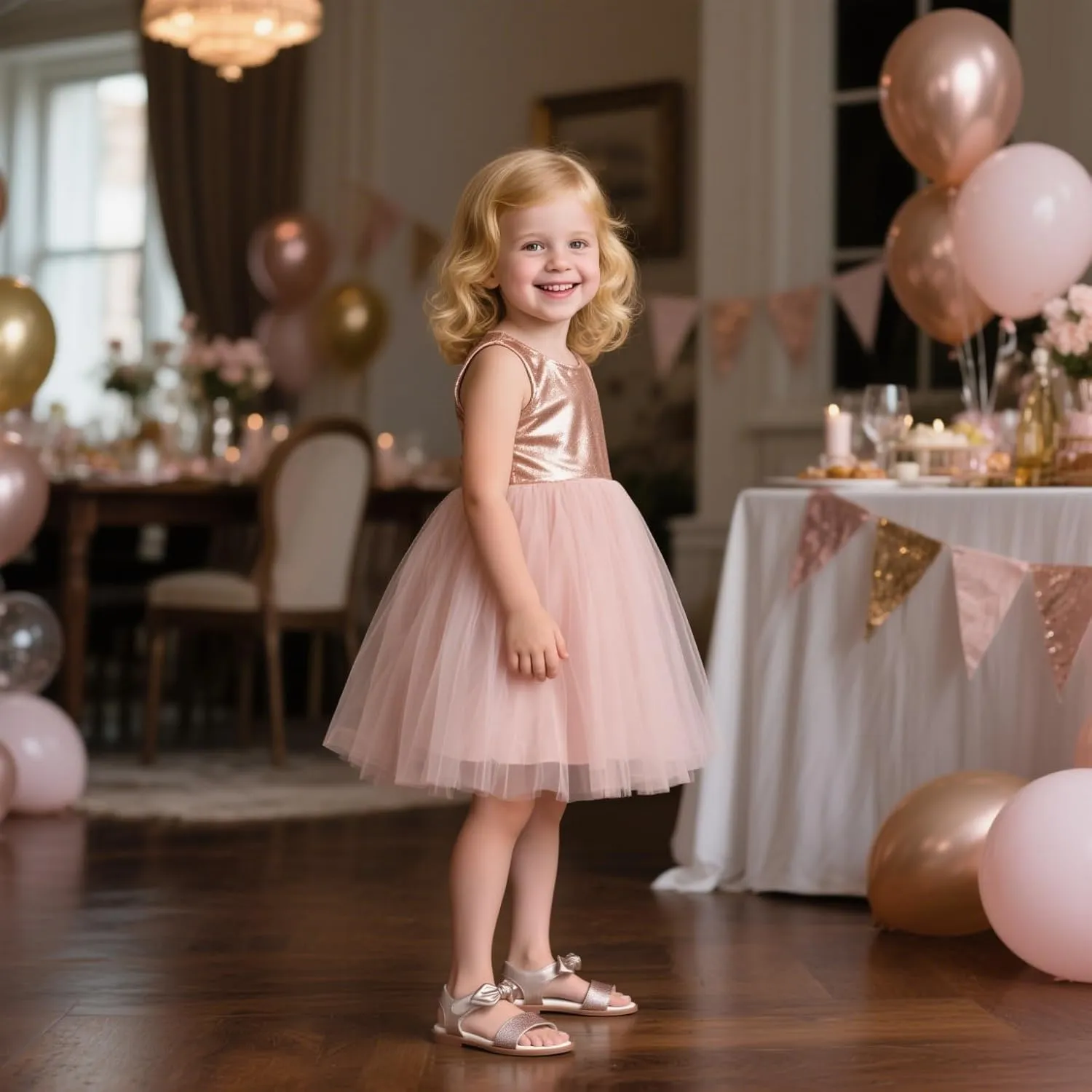 ESTINE Toddler/Little Kid Girls Bow Open Toe Flat Evening Dress Sandals