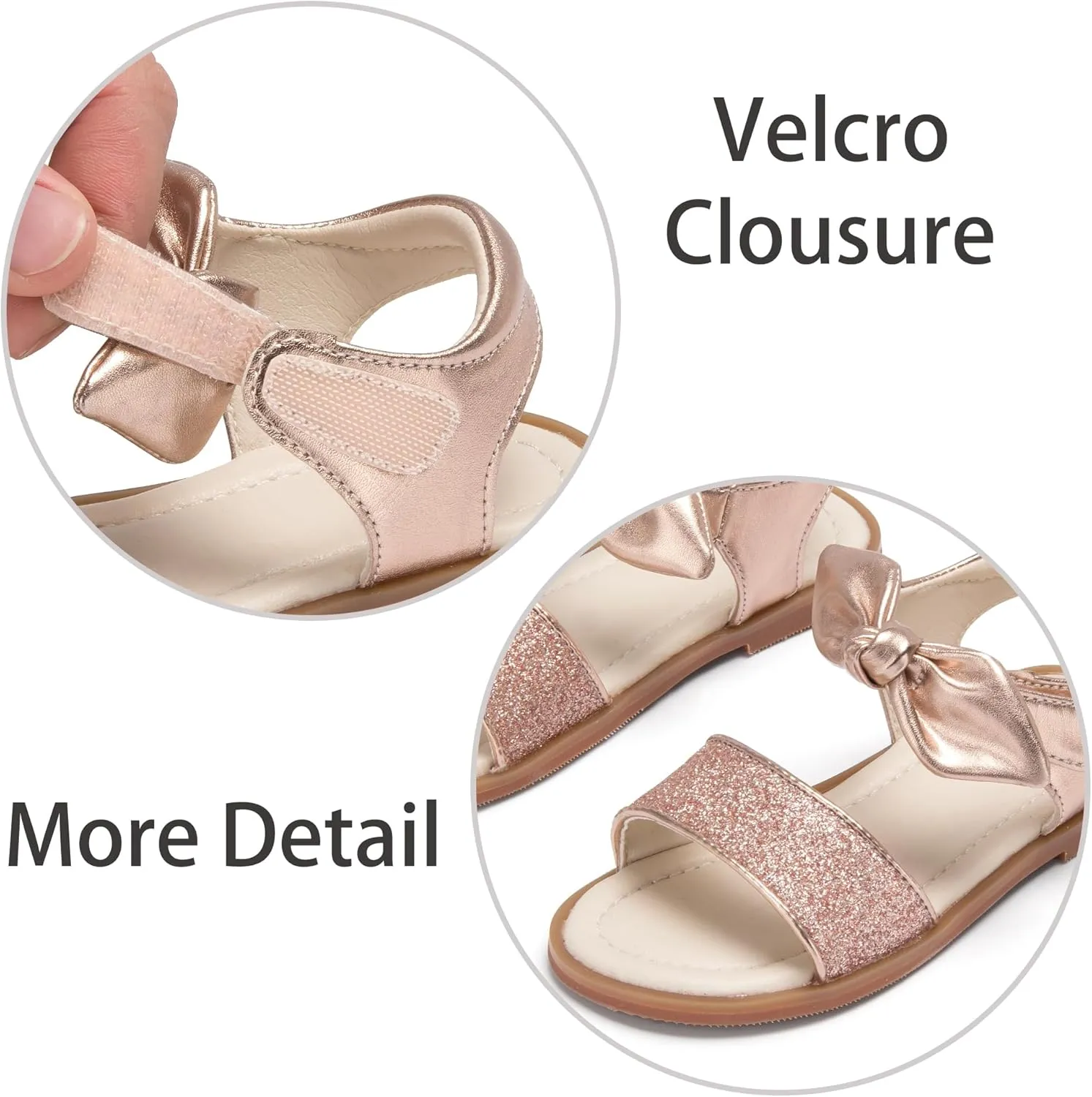 ESTINE Toddler/Little Kid Girls Bow Open Toe Flat Evening Dress Sandals