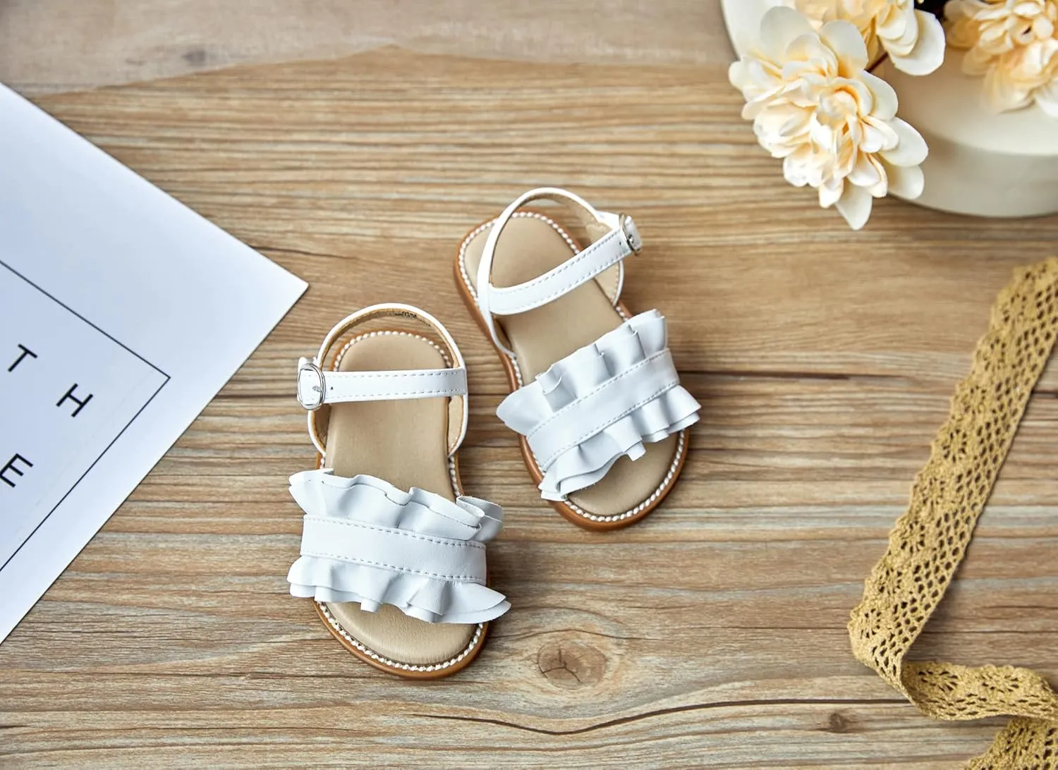 ESTINE Toddler/Little Kid Girls Bow Open Toe Flat Evening Dress Sandals