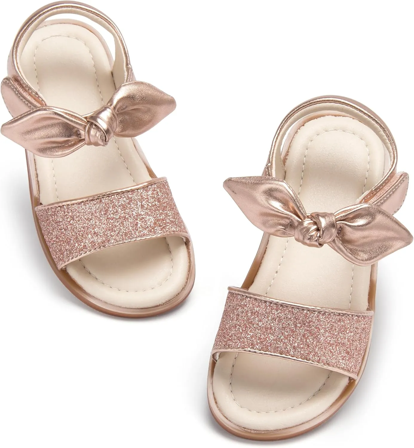 ESTINE Toddler/Little Kid Girls Bow Open Toe Flat Evening Dress Sandals