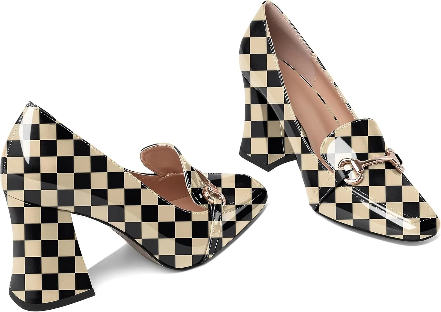 Esvowido Chunky Heels for Women Slip on Pumps Closed Toe Loafer Comfortable Shoes for Business