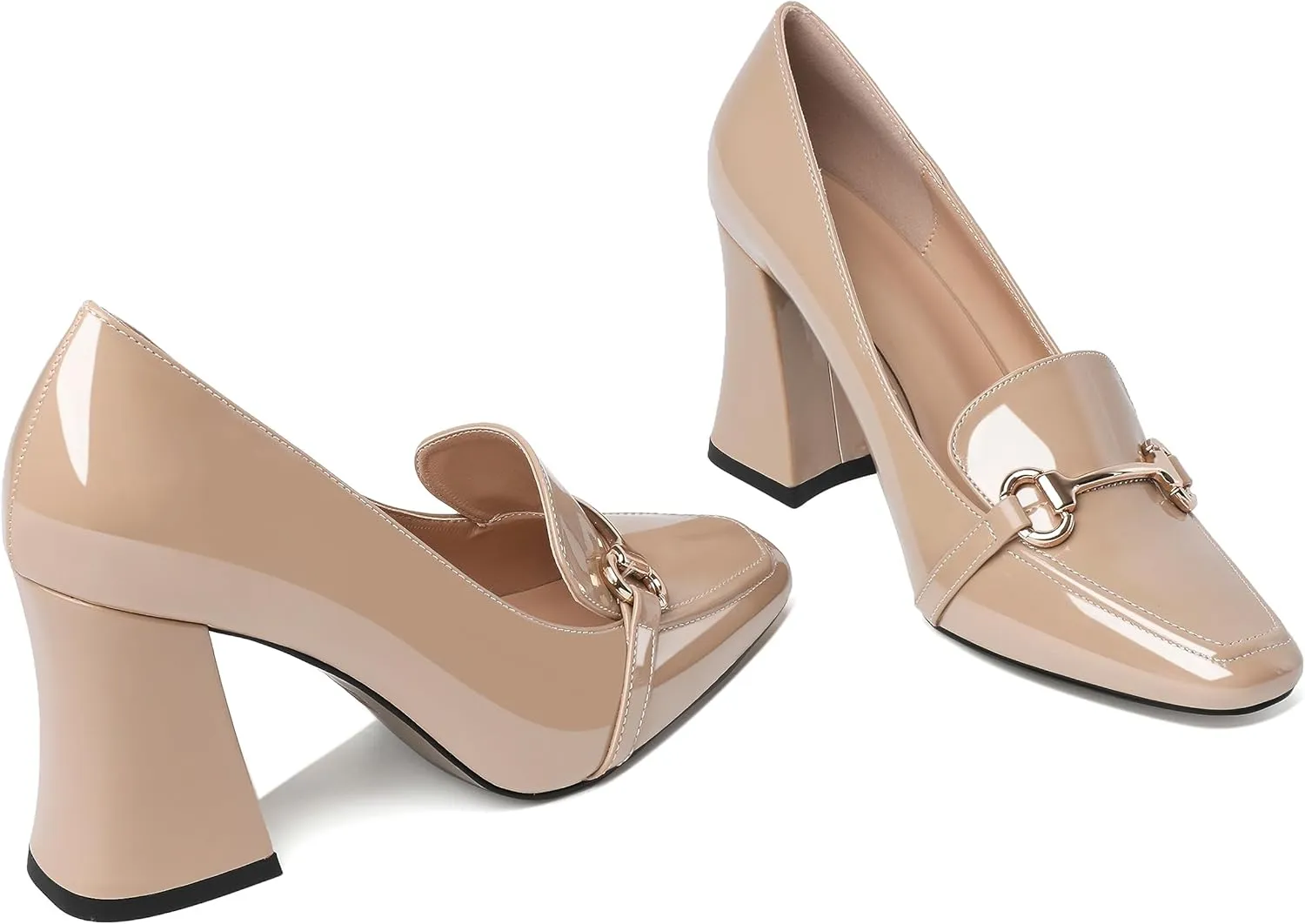 Esvowido Chunky Heels for Women Slip on Pumps Closed Toe Loafer Comfortable Shoes for Business