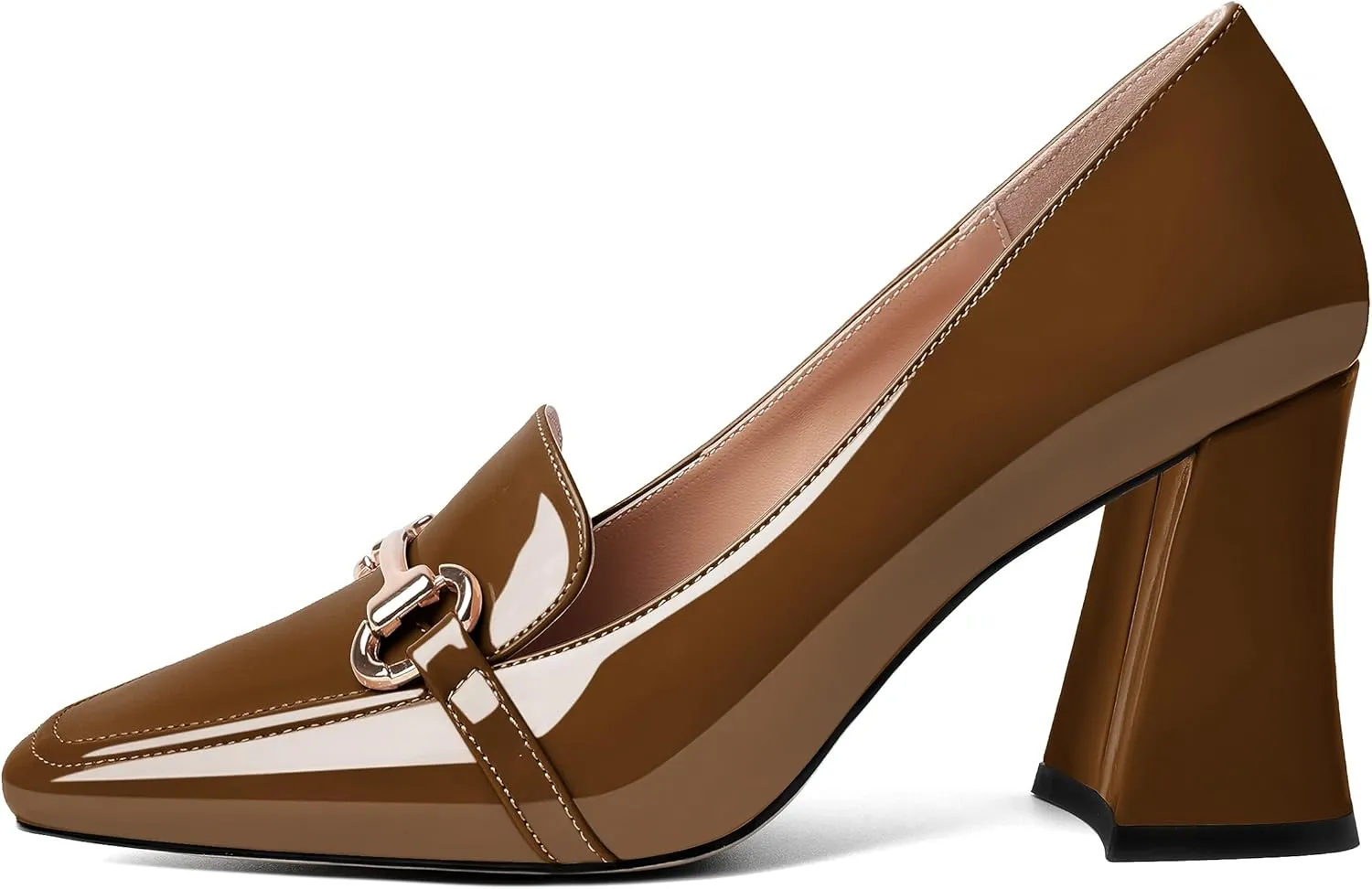 Esvowido Chunky Heels for Women Slip on Pumps Closed Toe Loafer Comfortable Shoes for Business