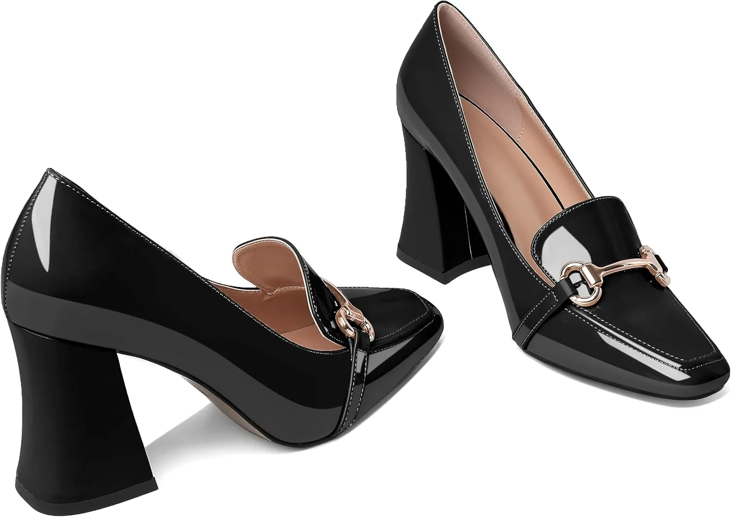 Esvowido Chunky Heels for Women Slip on Pumps Closed Toe Loafer Comfortable Shoes for Business