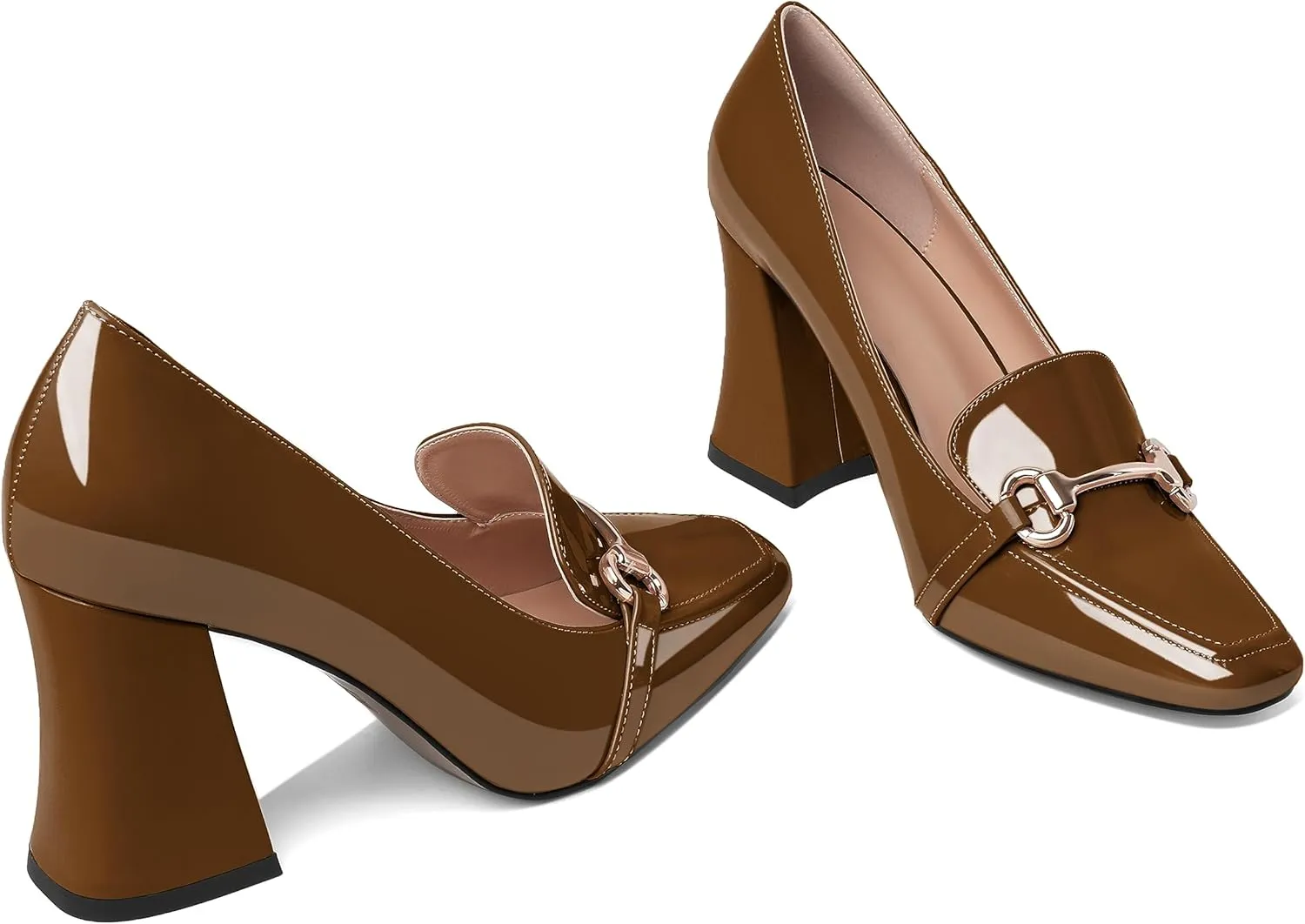 Esvowido Chunky Heels for Women Slip on Pumps Closed Toe Loafer Comfortable Shoes for Business