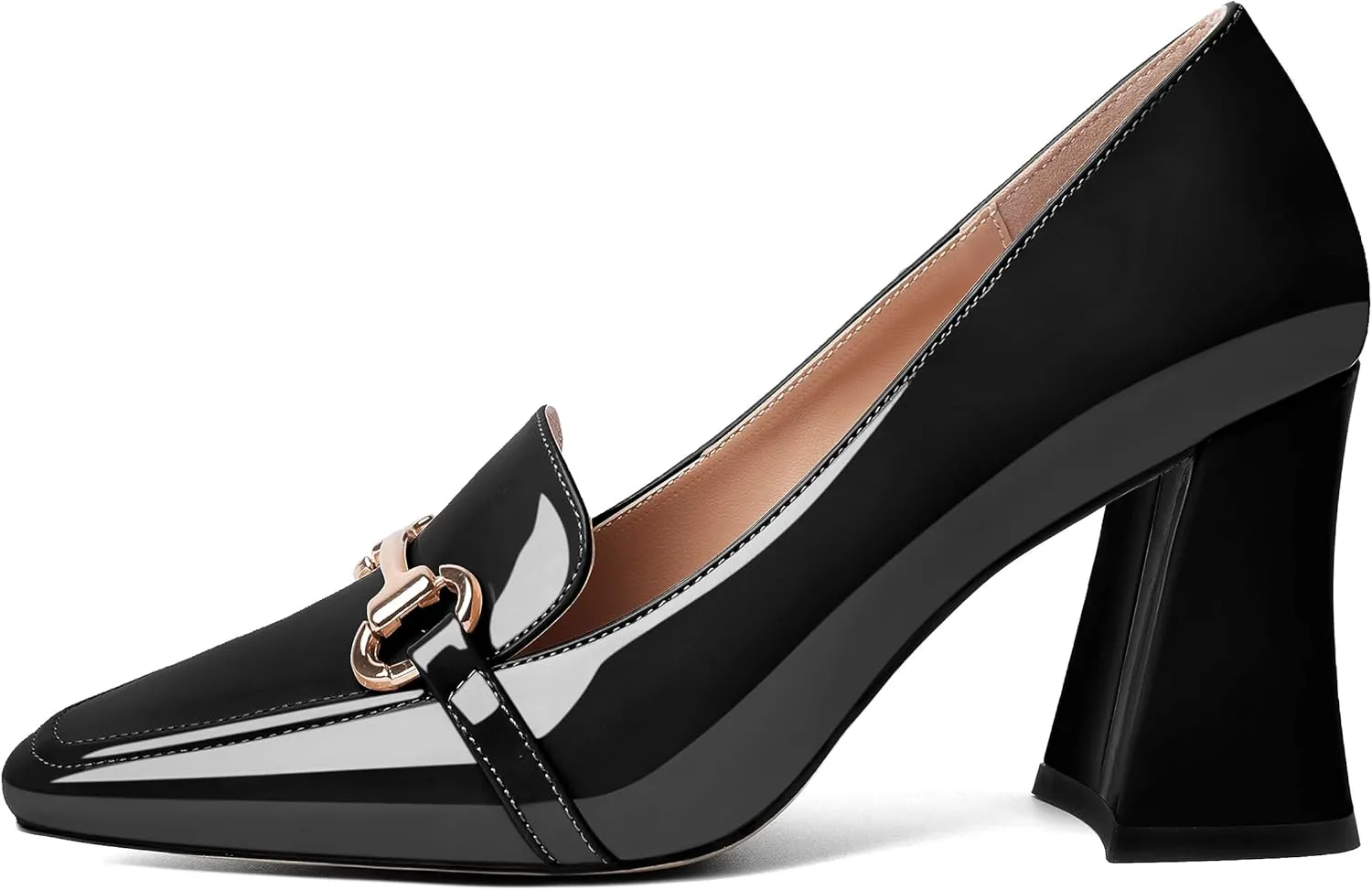 Esvowido Chunky Heels for Women Slip on Pumps Closed Toe Loafer Comfortable Shoes for Business