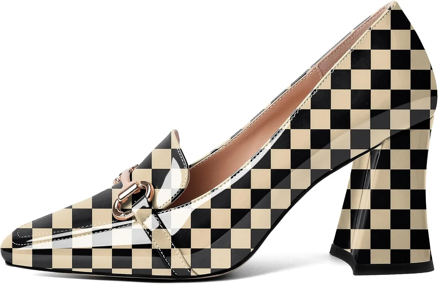 Esvowido Chunky Heels for Women Slip on Pumps Closed Toe Loafer Comfortable Shoes for Business