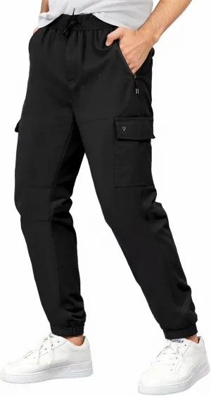 ETHANOL Men’s Stretch Lightweight Techwear 6-Pocket Cargo Pants with Heat-Seal Zipper for Workout and Workwear