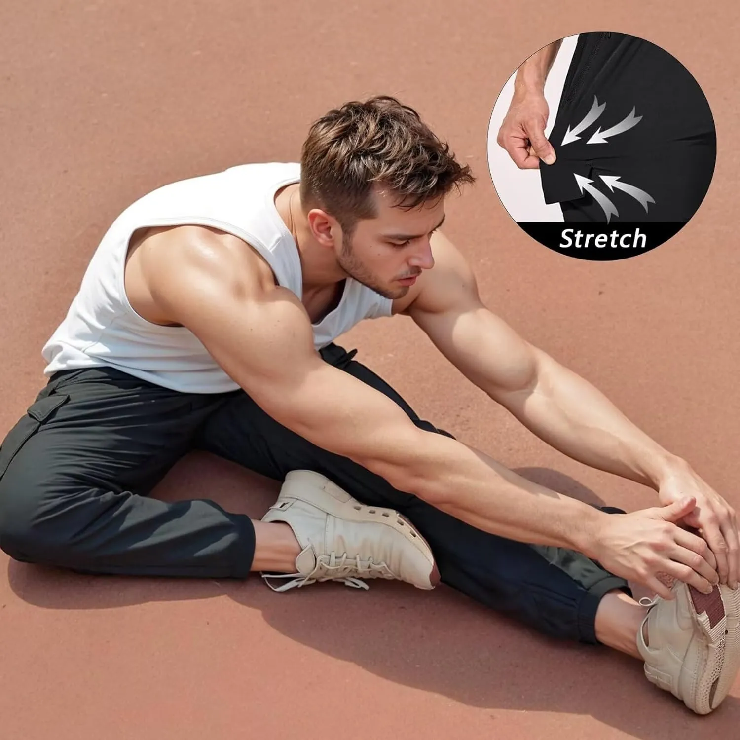 ETHANOL Men’s Stretch Lightweight Techwear 6-Pocket Cargo Pants with Heat-Seal Zipper for Workout and Workwear