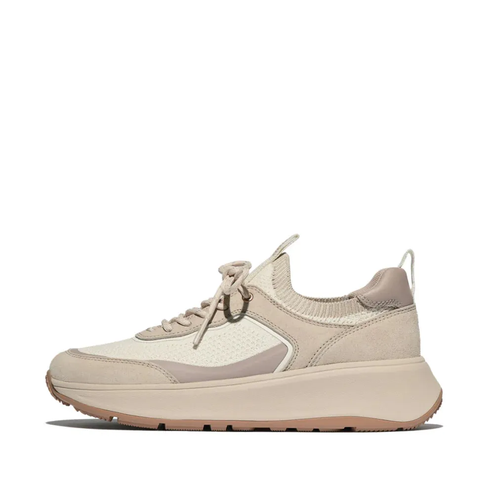 F-Mode Knit/Suede Sneaker in Stone / Beige