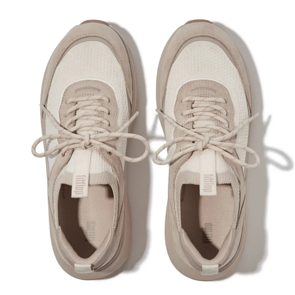 F-Mode Knit/Suede Sneaker in Stone / Beige