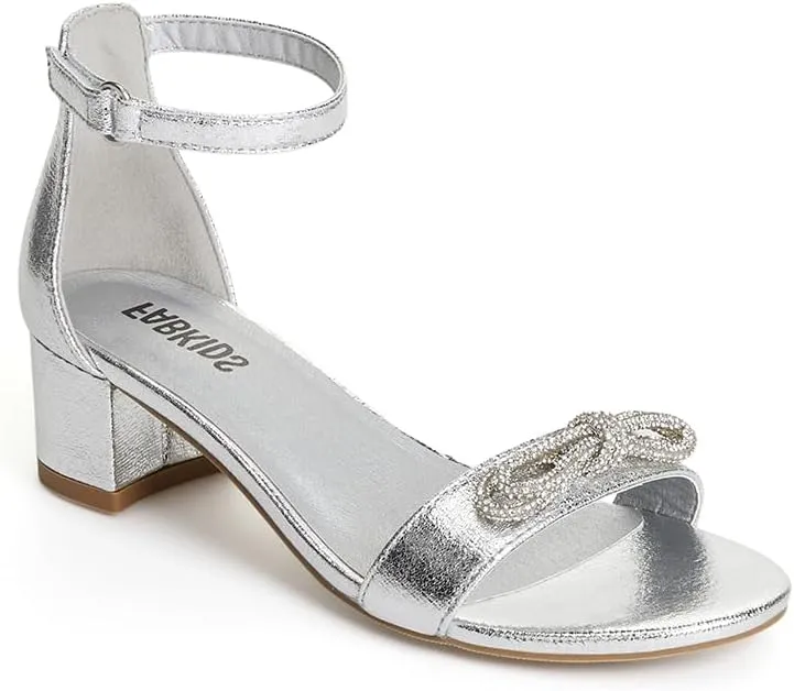 FabKids Girls Braided Open Toe Ankle Strap Flat Lightly Padded Sandals Summer Holiday Party Dress Shoes for Toddler Little Kid Big Kid