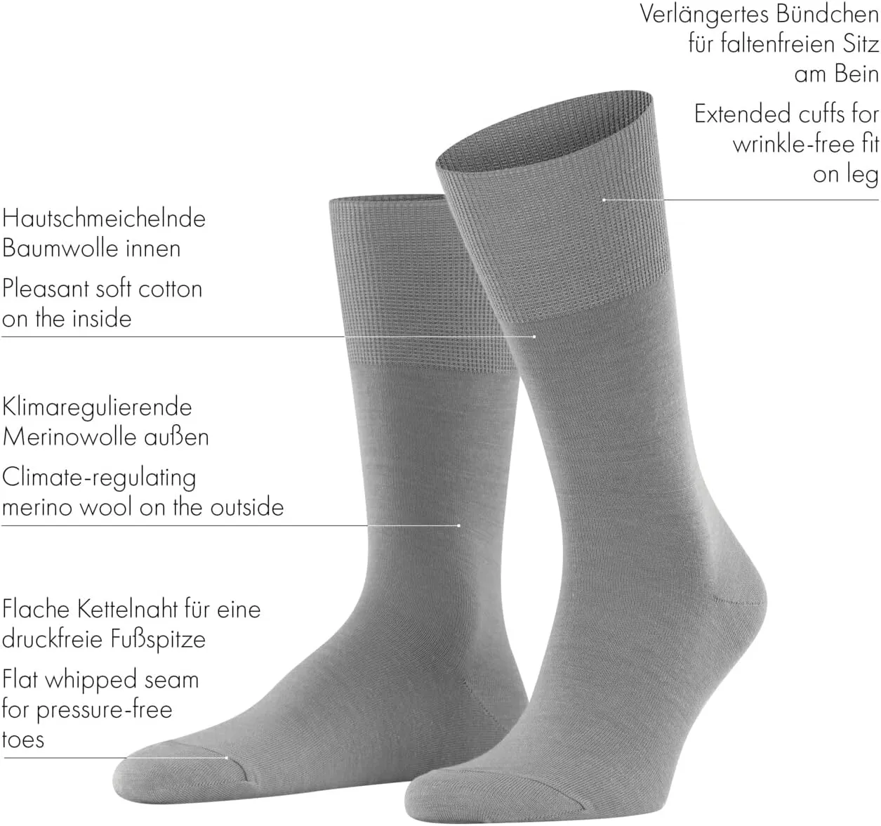 FALKE Men's Airport Dress Socks, Premium Merino Wool Cotton Blend, Sustainable Luxury, Eco-Friendly Business Casual, 1 Pair