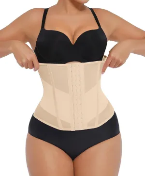 FeelinGirl Waist Trainer for Women Long Torso Belly Control Mesh Waist Cincher Corset Sport Compression Beige XXL