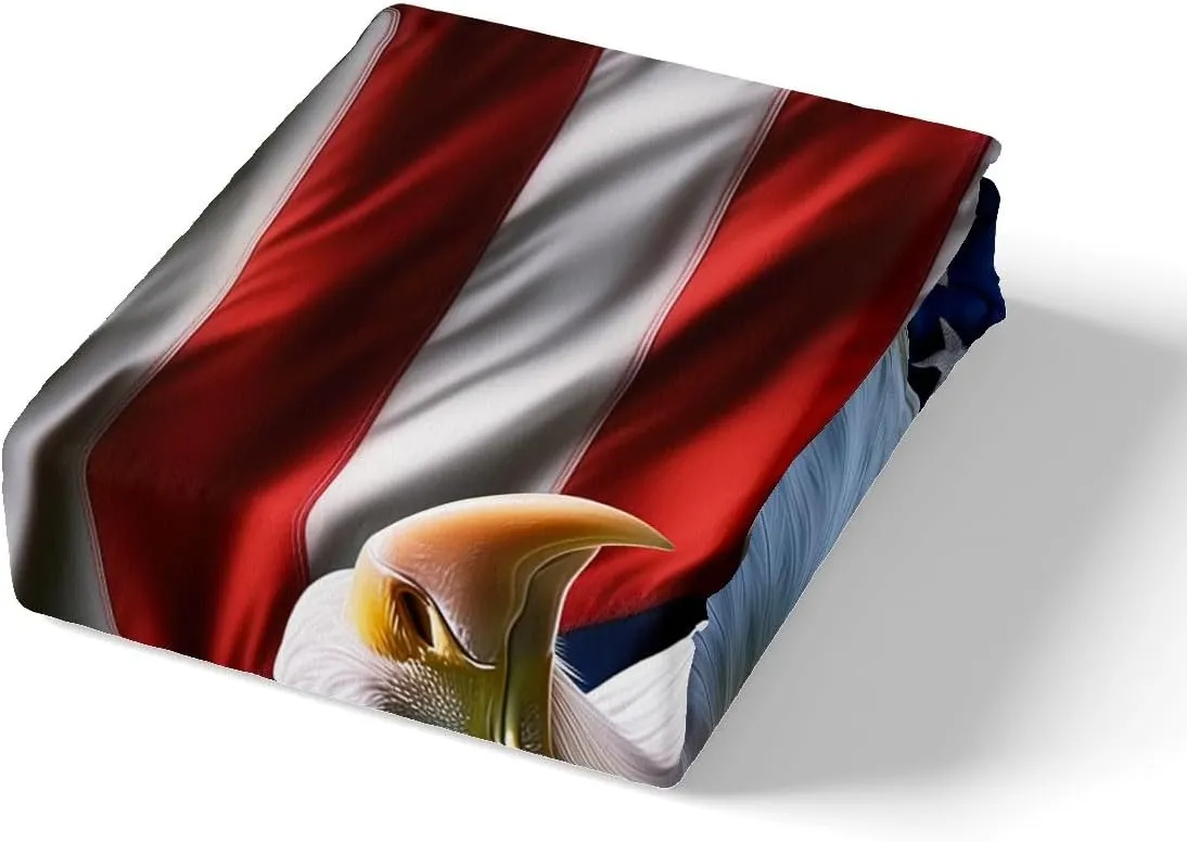 Feelyou Eagle Fitted Sheet Twin Size American Flag Bedding Set for Boys Girls Teens 3D Animal Printed Bed Sheet Set Bird Decor Bed Cover Dark Blue Bed Set