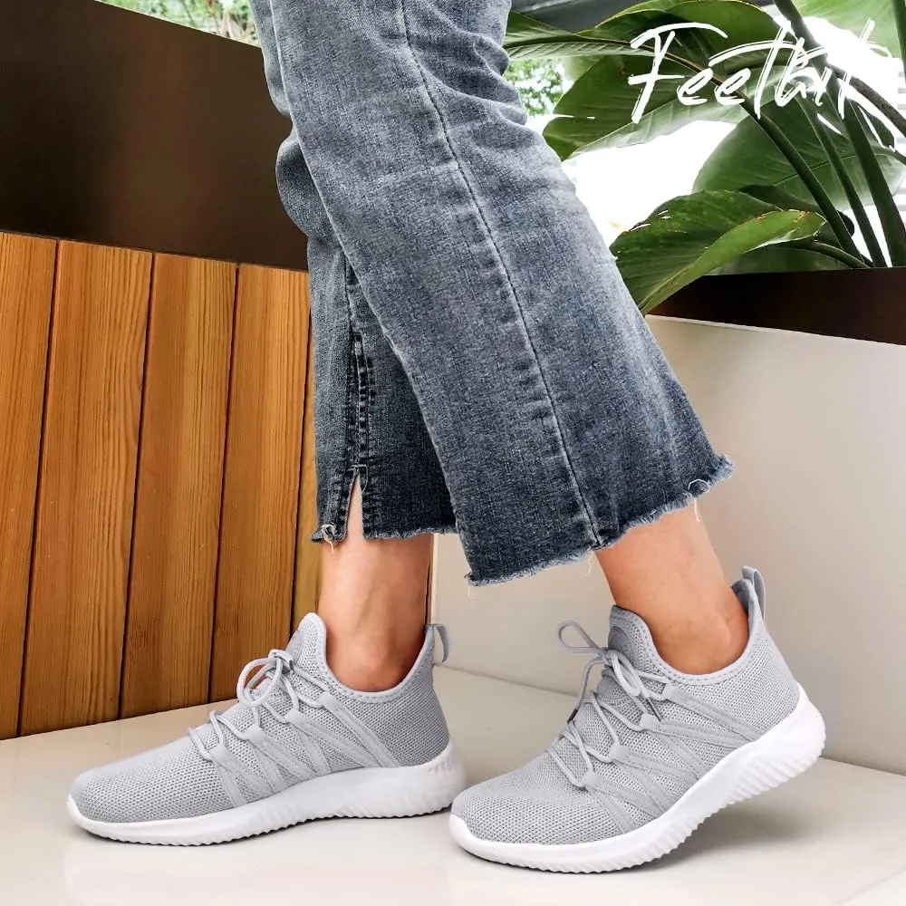 Feethit Womens Slip On Running Shoes Non Slip Walking Shoes Lightweight Gym Workout Shoes Breathable Fashion Sneakers