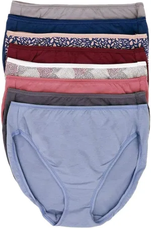 Felina Lingerie Womens 8 Pack Cotton Stretch Hi-Cut Full Coverage Panty