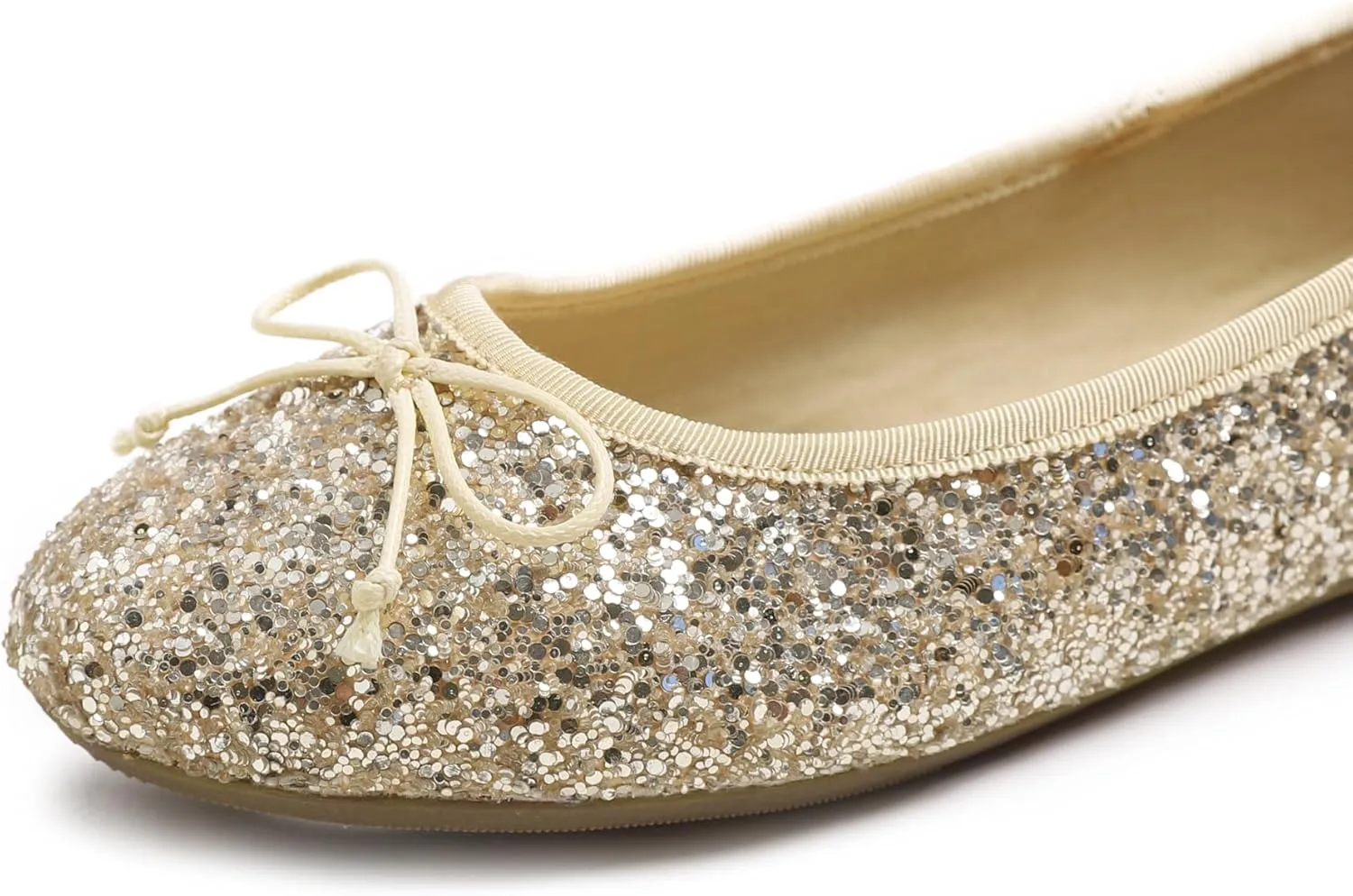 FEVERSOLE Women's Bling Soft Cushioned Comfort Flats Sparkle Party Ballets