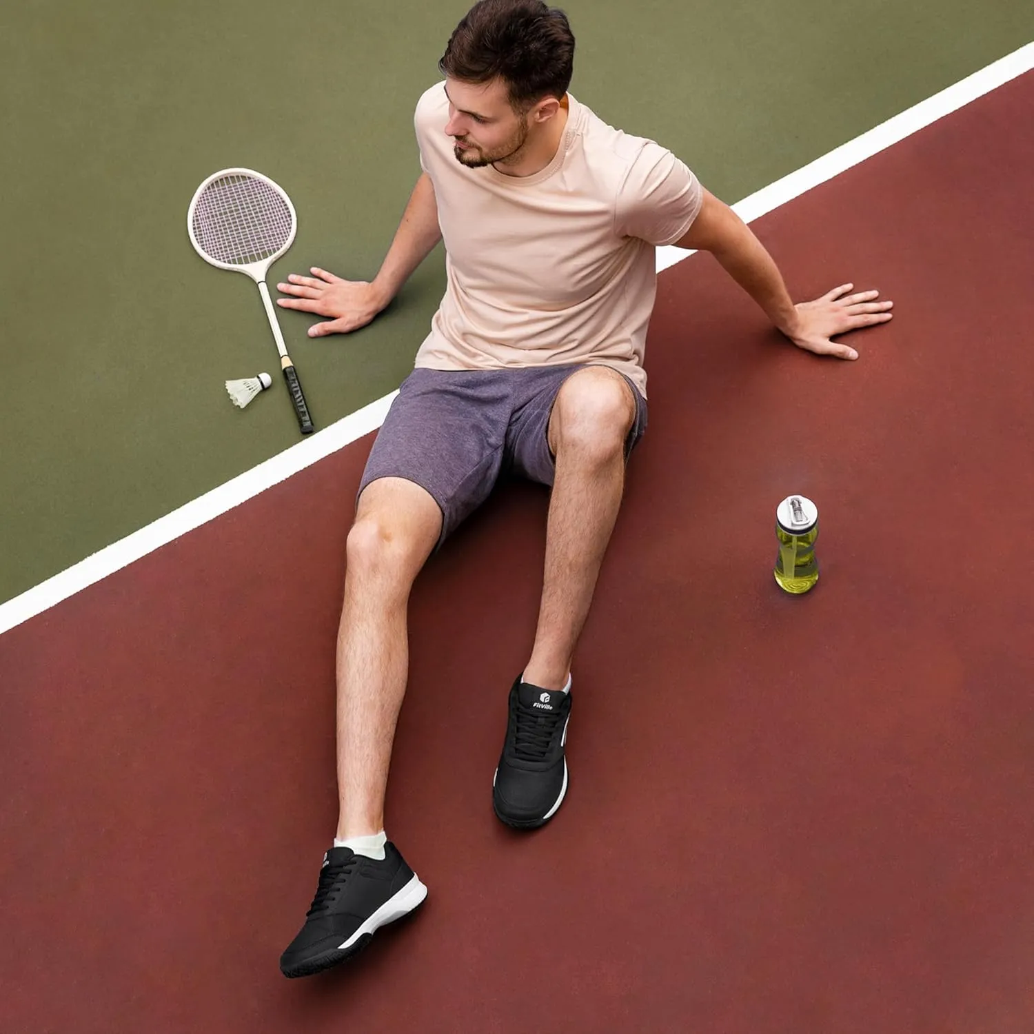FitVille Wide & Extra Wide Pickleball Shoes Men Tennis Racquetball Squash Shoes for Men All Court with Arch Support-Tennis V3
