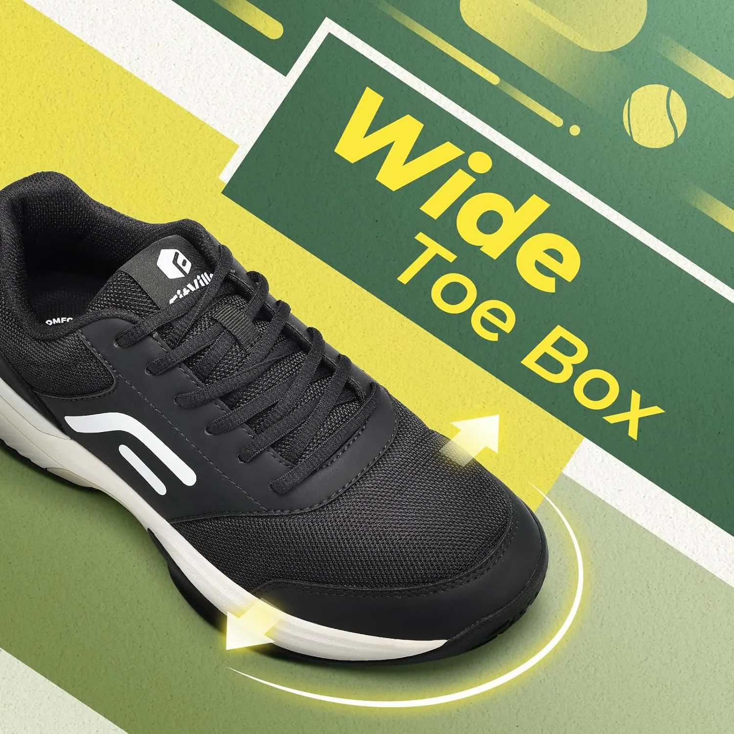 FitVille Wide & Extra Wide Pickleball Shoes Men Tennis Racquetball Squash Shoes for Men All Court with Arch Support-Tennis V3