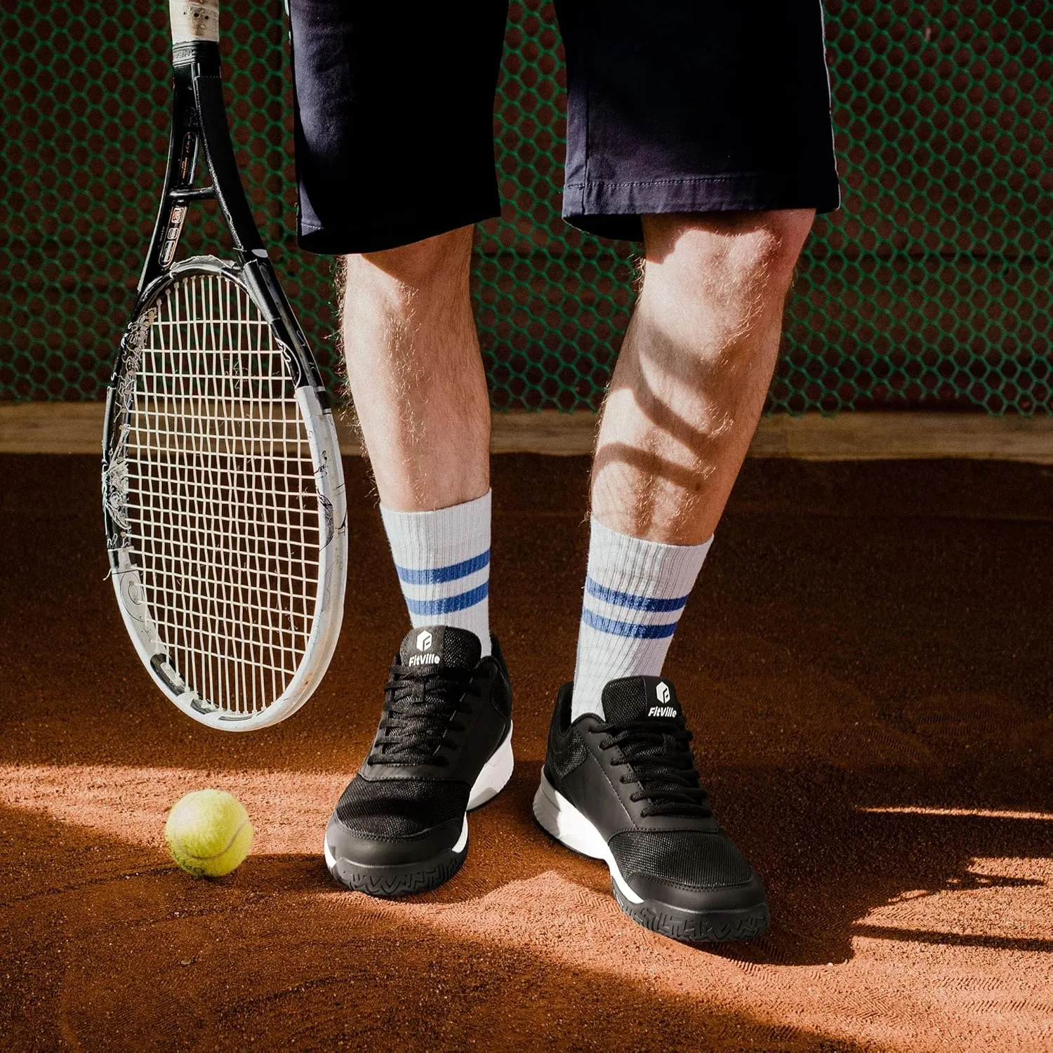 FitVille Wide & Extra Wide Pickleball Shoes Men Tennis Racquetball Squash Shoes for Men All Court with Arch Support-Tennis V3