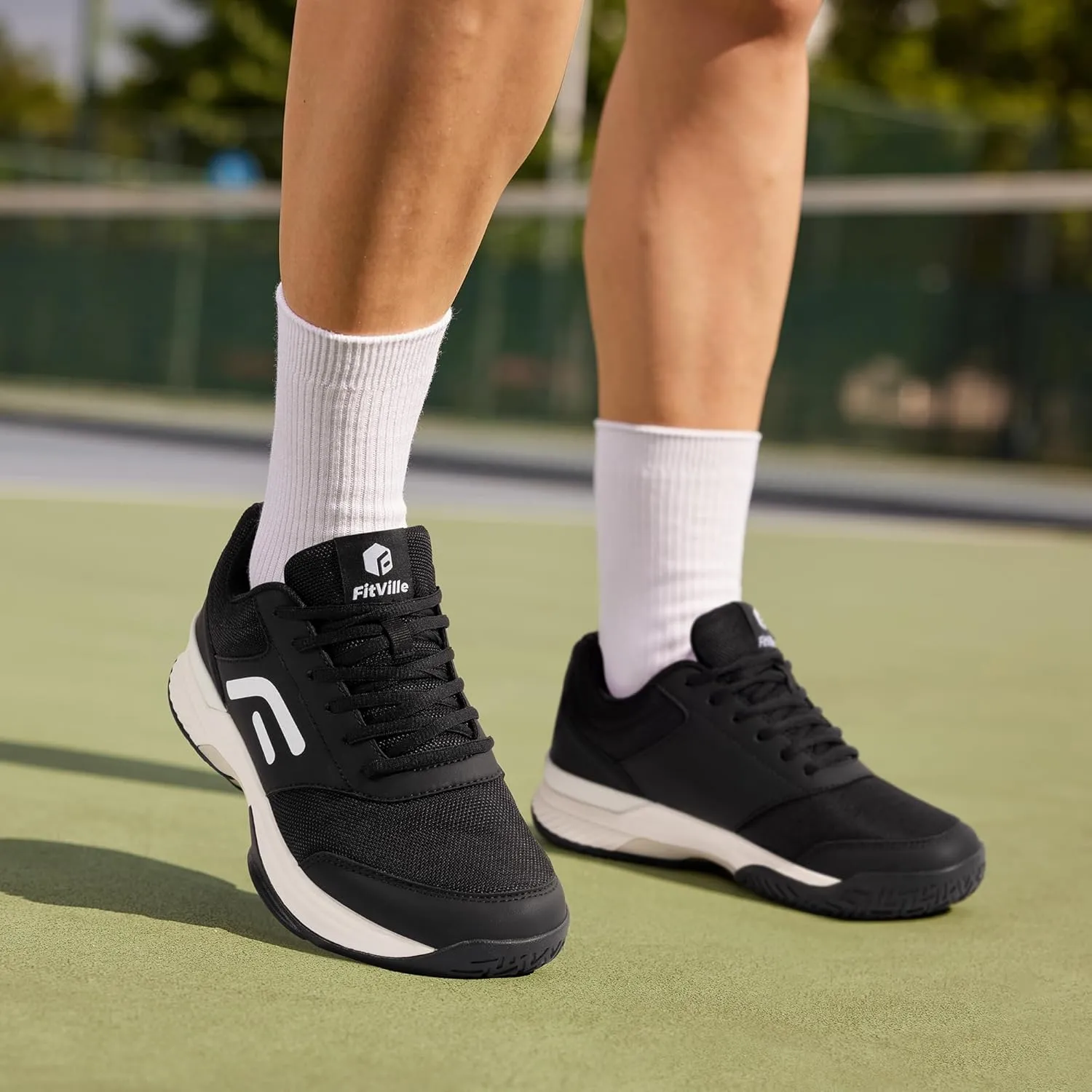 FitVille Wide & Extra Wide Pickleball Shoes Men Tennis Racquetball Squash Shoes for Men All Court with Arch Support-Tennis V3