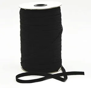 Flat Black Elastic 1/4in 197 yard Roll Wholesale Bulk Elastic Face Mask Supplies