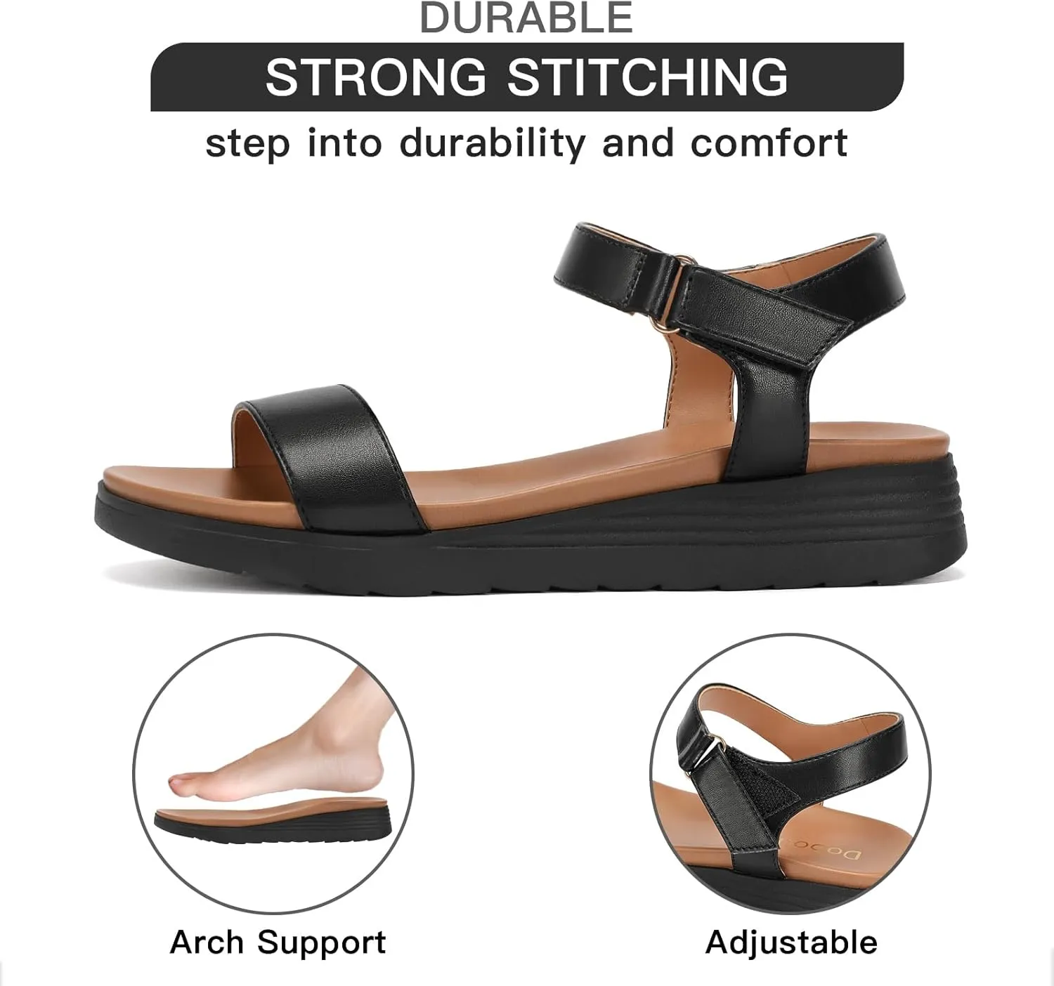 Flat Sandals for Women Comfortable Walking Summer Sandals with Arch Support