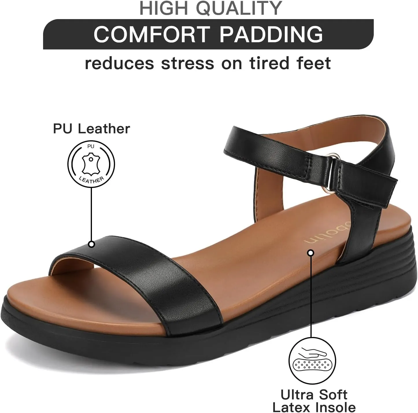 Flat Sandals for Women Comfortable Walking Summer Sandals with Arch Support