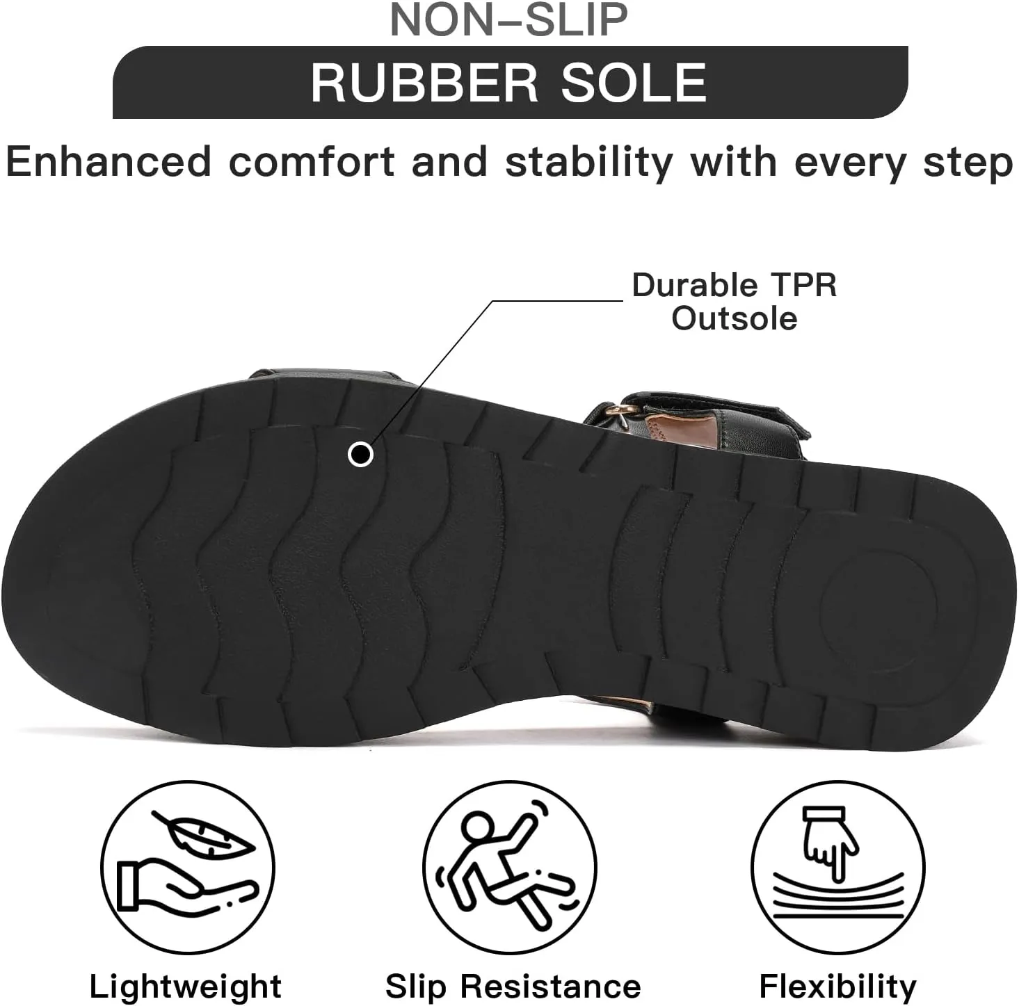 Flat Sandals for Women Comfortable Walking Summer Sandals with Arch Support