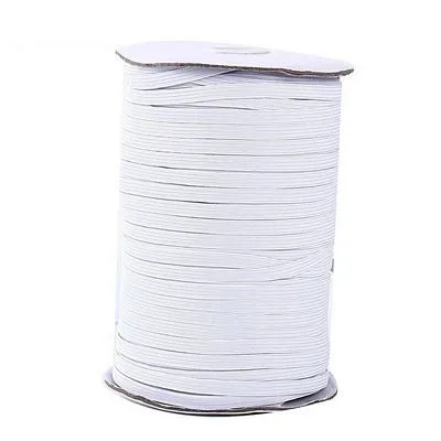 Flat White Spandex 1/4in Elastic 273 yard Spool Wholesale Bulk Elastic Face Mask Supplies