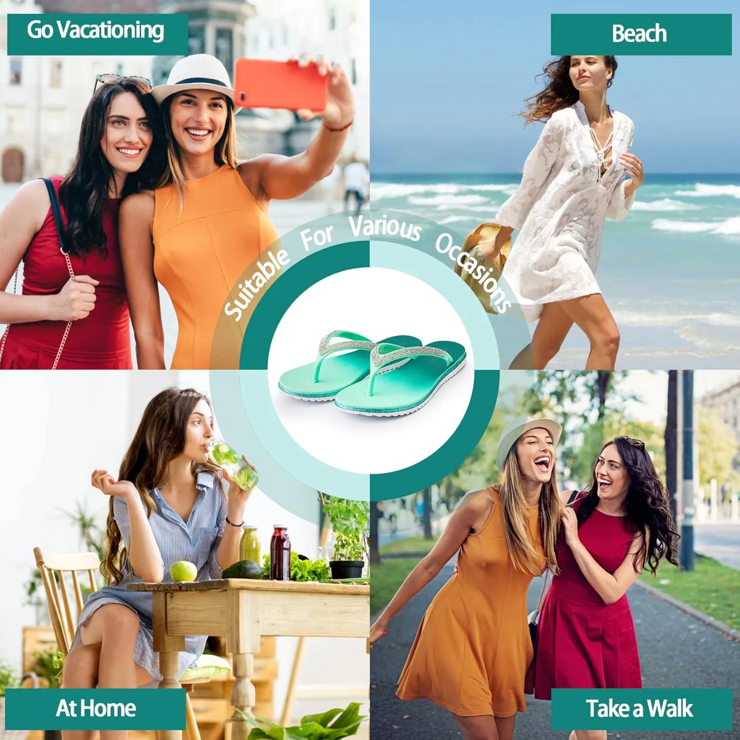 Flip Flops for Women.Comfortable Walking Flat Sandals.Beach Summer Casual Slide Sandals.Fashion Design for Indoor Outdoor