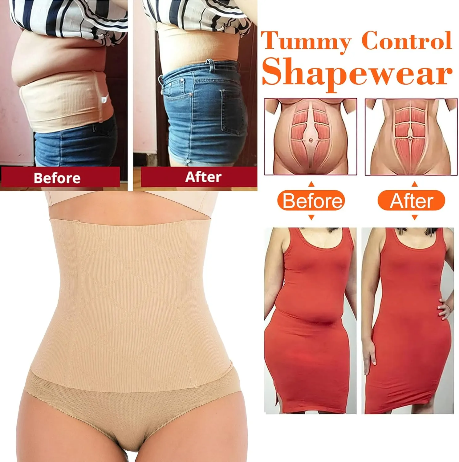FLORATA Waist Trainer for Women Corset Shapewear Tummy Control Waist Cincher Slim Body Shaper Postpartum Belly Band